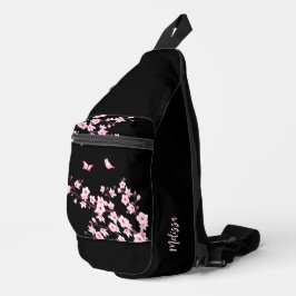 Blumenkrebs Blossom Schwarz-Pink-Monogramm Crossbody Bag