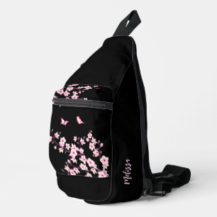 Blumenkrebs Blossom Schwarz-Pink-Monogramm Crossbody Bag