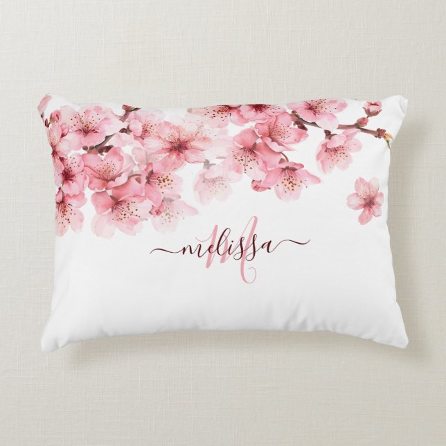 Blumenkrebs Blüten Rosa Weiß, individuell einstell Dekokissen (Vorderseite)