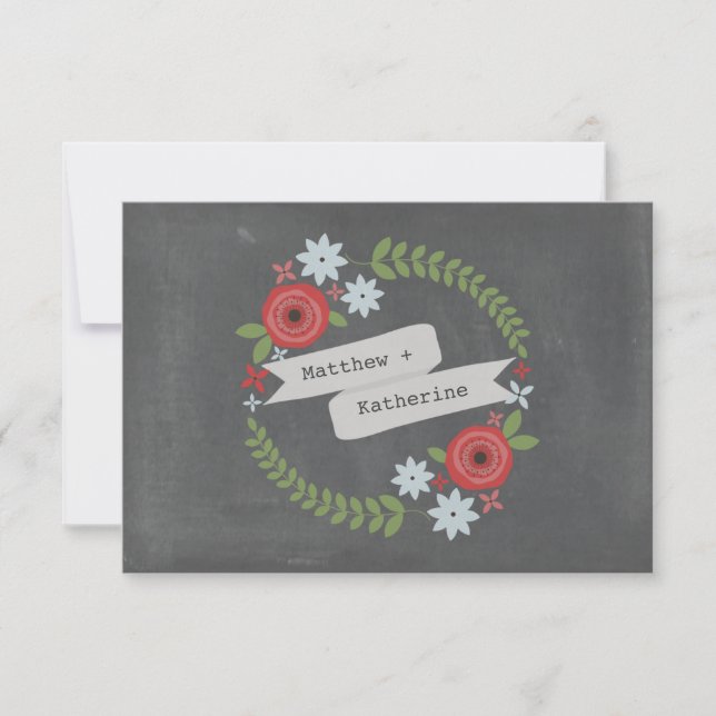 Blumenkreide und Bannerkarte Inspirierte UAWG RSVP Karte (Vorderseite)