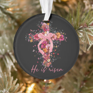 Blumenkreuz 'Er ist auferstanden' Ornament