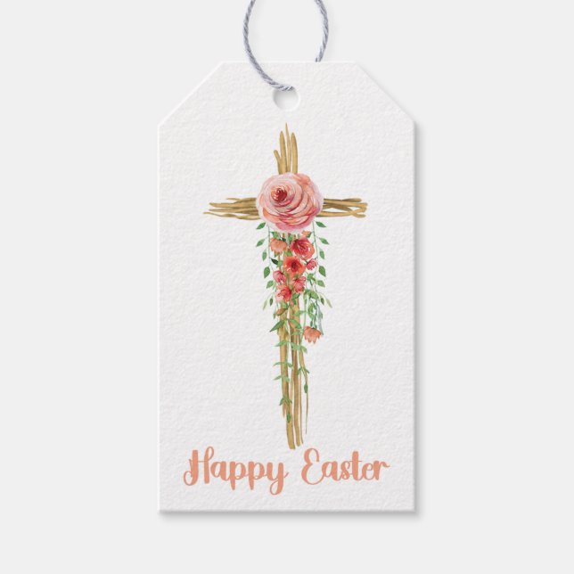 Blumenkreuz, glücklicher Ostern, religiös Geschenkanhänger (Vorderseite)