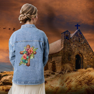 Blumenkreuz Jeansjacke