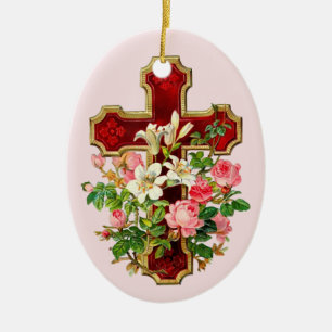 Blumenkreuz Keramikornament