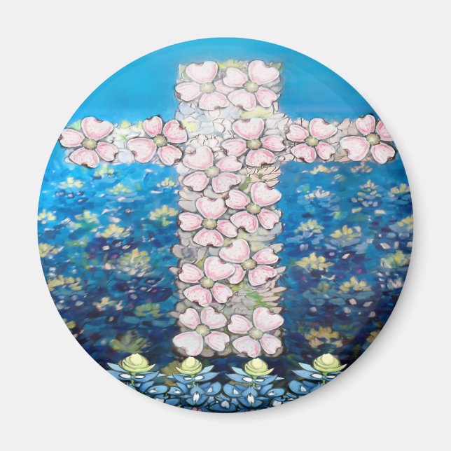 Blumenkreuz Magnet (Vorne)