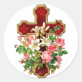 Blumenkreuz Runder Aufkleber