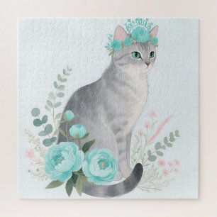 Blumenkronen-Graue Katze