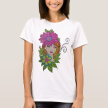 Blumenkronen-Mädchen Boho Art T-Shirt