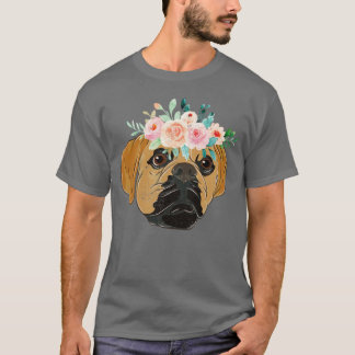 Blumenkronenhundebesitzer Floraler Hund Rasse Pugg T-Shirt