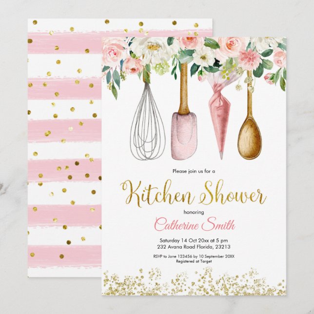 Blumenküche Bridal Dusche Einladung (Vorne/Hinten)