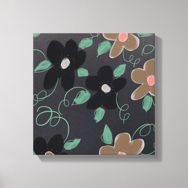 Blumenkunst in Schwarz Leinwanddruck (Vorderseite)