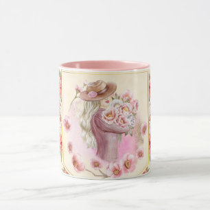 Blumenkunst, Liebesdame des Frühlings, Grafik Tasse