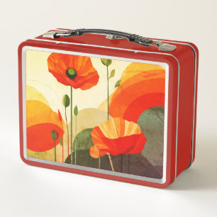 Blumenkunst Lunchbox – Farbige Mohn-Design