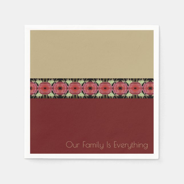 Blumenkunst mit Burgund und Pinks Serviette (Vorderseite)