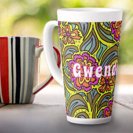 Blumenkunst-Muster personalisierte hohe Latte-Macc Milchtasse