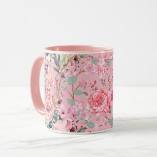 Blumenkunst, rosa Blumenreste, rosa Kunst Tasse