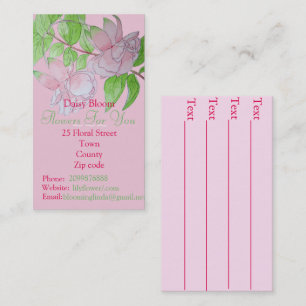 Blumenkunstflorist des rosa Blumen-Blätter Visitenkarte