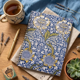 Blumenkünstler-Notizbuch mit blauem Blumendesign v Notizblock