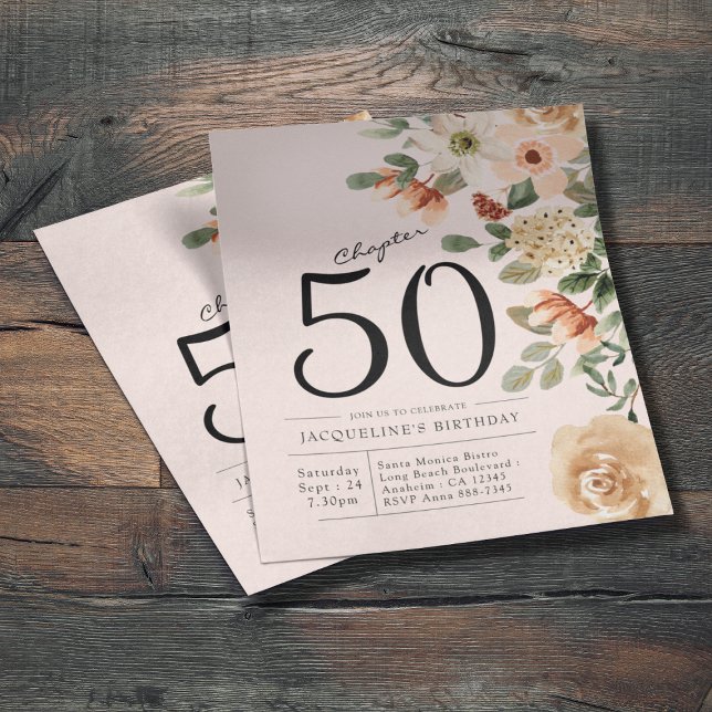 Blumenladen 50. Geburtstag Einladung Flyer (Budget floral 50th birthday invitations. Personalize with your details to make it unique.
 )