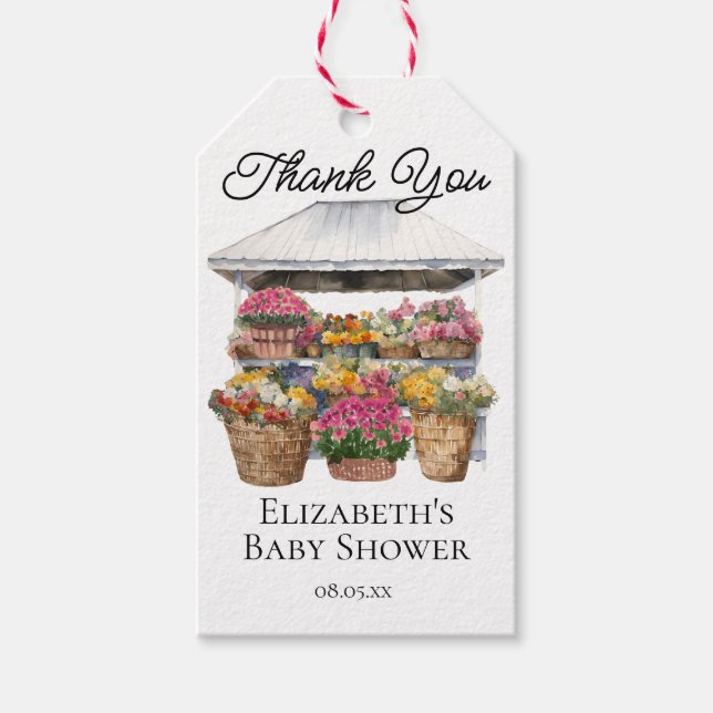 Blumenladen auf dem heimischen Markt Girl Baby Sho Geschenkanhänger (Vorderseite)