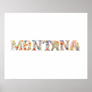 Blumenladen Schriftart Staat Art Print (Montana) Poster