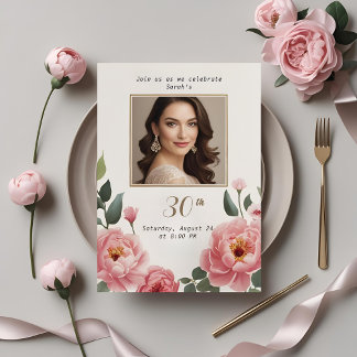 Blumenladen zum 30. Geburtstag Einladung mit Foto