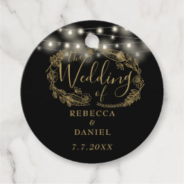 Blumenlampen, Schwarz und Gold Hochzeit Geschenkanhänger