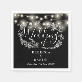 Blumenlampen Schwarz-Weiß-Hochzeit Serviette