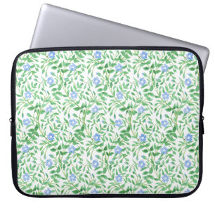 Blumenländliches blaues Periwinkelmuster Laptopschutzhülle