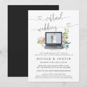 BlumenLaptop Einladung zur virtuellen Hochzeit