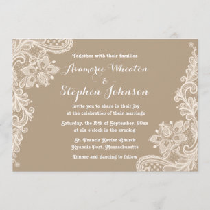 Blumenlatte, braun und weiße Hochzeitseinladung Einladung