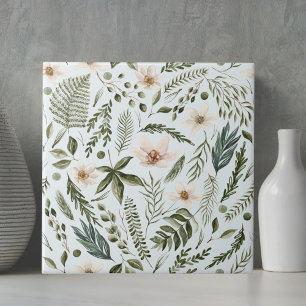 Blumenlaub Wasserfarbe Nahtloses Blumenmuster Fliese