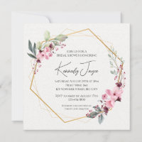 Blumenlaurel Brautparty einladen, elegant, goldgel