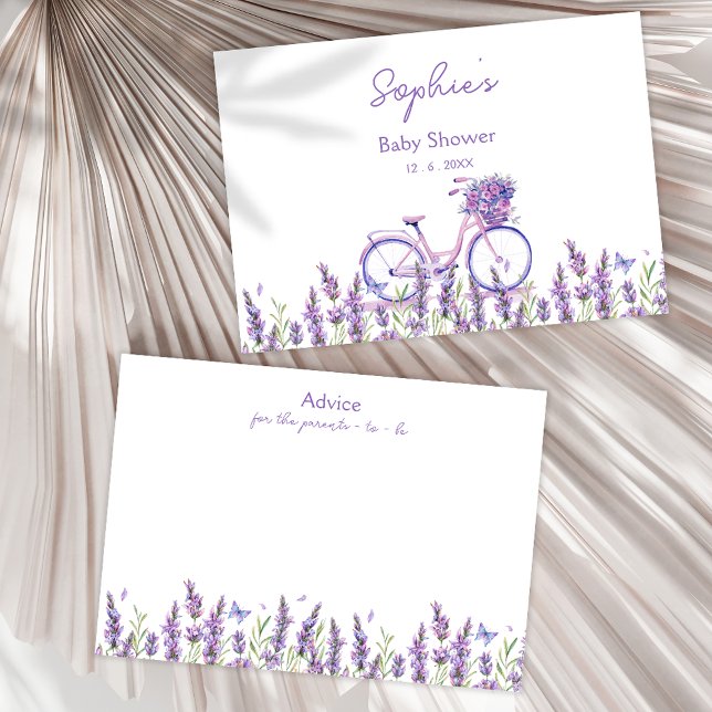 Blumenlavender Bicycle Baby Shower Advice Card Begleitkarte (Von Creator hochgeladen)