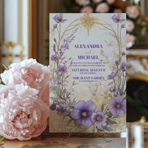 Blumenlavender lila Wasserfarbenhochzeit Einladung