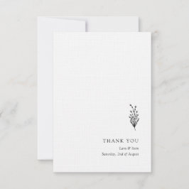 Blumenlavender Moderne Minimalistisch Schwarz/Weiß Dankeskarte