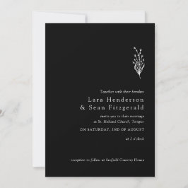 Blumenlavender Moderne Minimalistisch Schwarz/Weiß Einladung