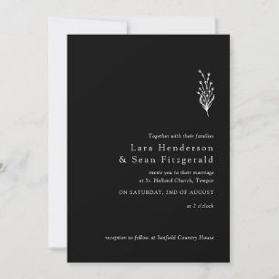 Blumenlavender Moderne Minimalistisch Schwarz/Weiß Einladung