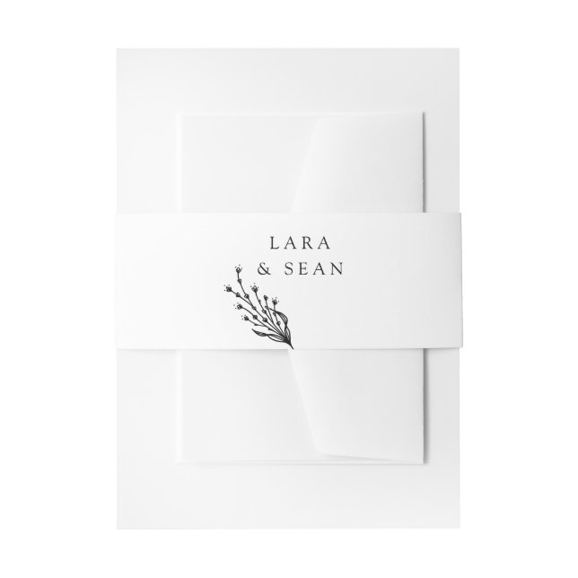 Blumenlavender Moderne Minimalistisch Schwarz/Weiß Einladungsbanderole (Vorderseite Beispiel)