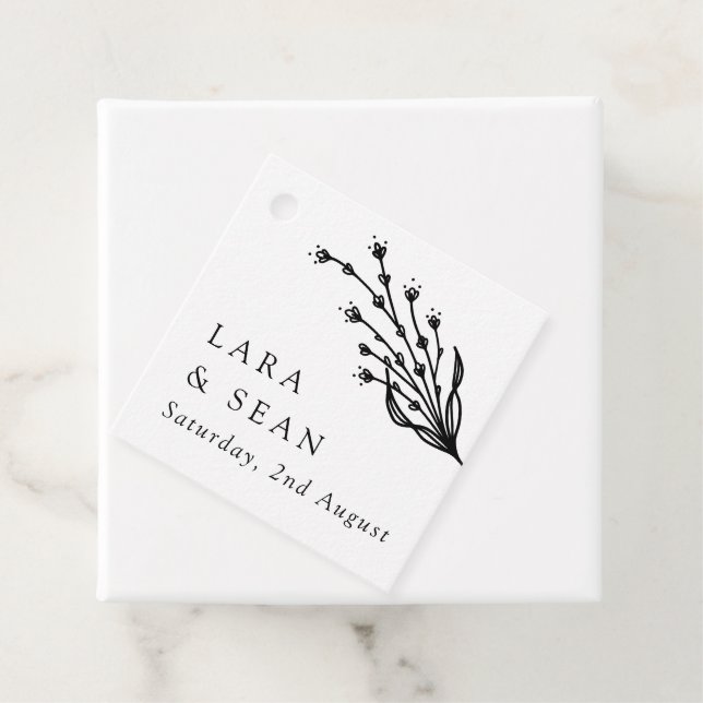 Blumenlavender Moderne Minimalistisch Schwarz/Weiß Geschenkanhänger (Beispiel)