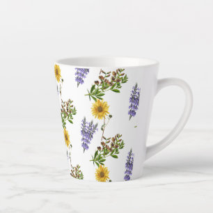 Blumenlavender und Sonnenblumenmuster Latte Tasse