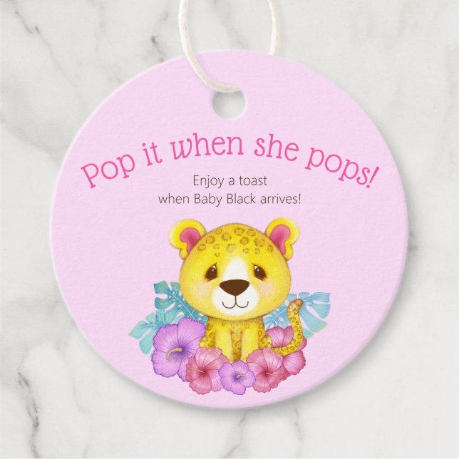 Blumenleopard-Pop, wenn sie Pop Geschenkanhänger (Vorderseite)