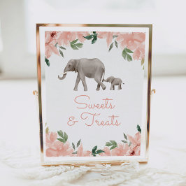 Blumenlephant Girl Baby Dusche Süßigkeiten und Lec Poster