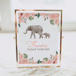 Blumenlephant Girl Babydusche bevorzugt Schild<br><div class="desc">Laden Sie Freunde und Familie ein,  um sich mit diesem Themenschild mit Blumenelefanten bei Ihrer Babydusche zu verwöhnen.</div>