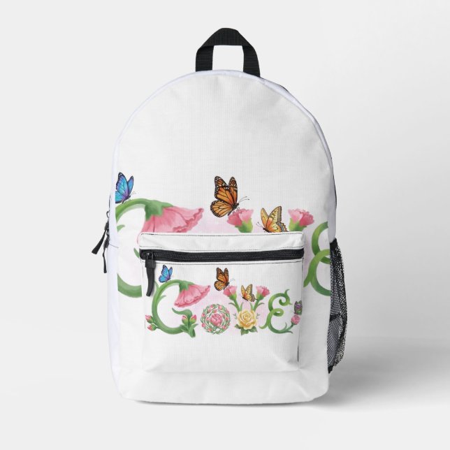 Blumenliebe  bedruckter rucksack (Vorderseite)