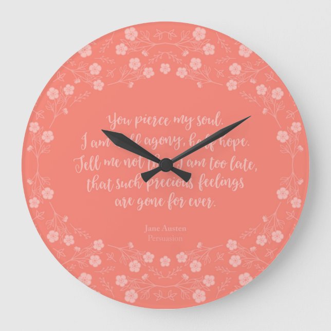 BlumenLiebe-Buchstabe-Zitat-Überzeugung Jane Große Wanduhr (Vorderseite)