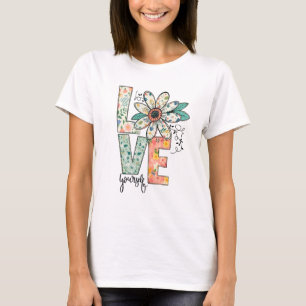 Blumenliebe Retro-Gänseblümchen-Illustration T-Shi T-Shirt
