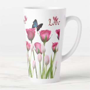 Blumenliebe & Schmetterling Große Latte-Tasse Milchtasse