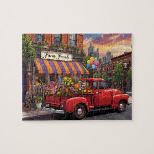 Blumenlieferung mit Oldtimer-Lieferwagen in der St