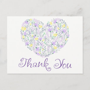Blumenlila Dankeschön Lavendel Herz Blumen Postkarte